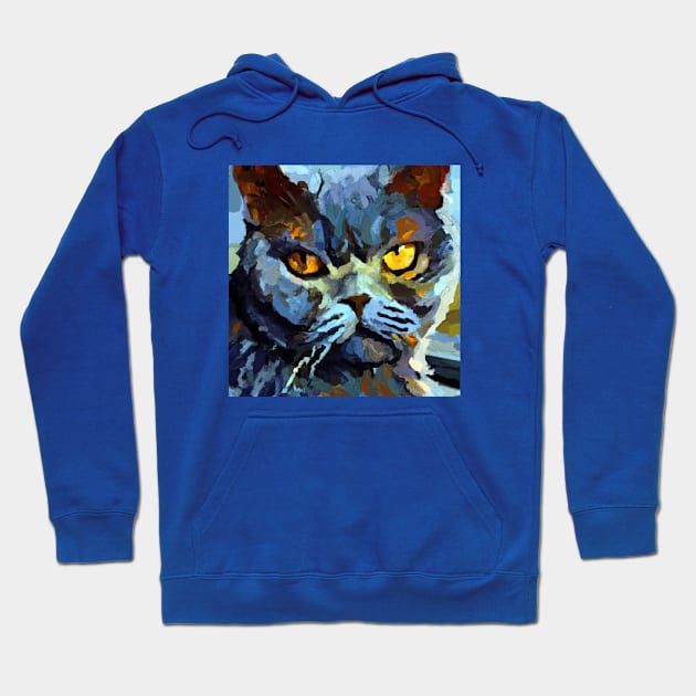 Stoic Cat Painted in the Style of Van Gogh Hoodie by Star Scrunch